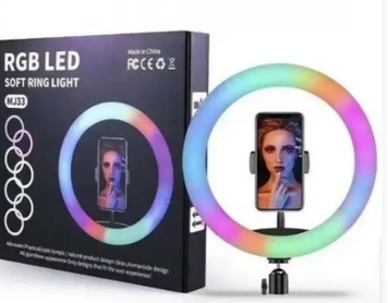 Кольцевая LED селфи лампа30 СМ MJ33 RGB цветная 830 фото