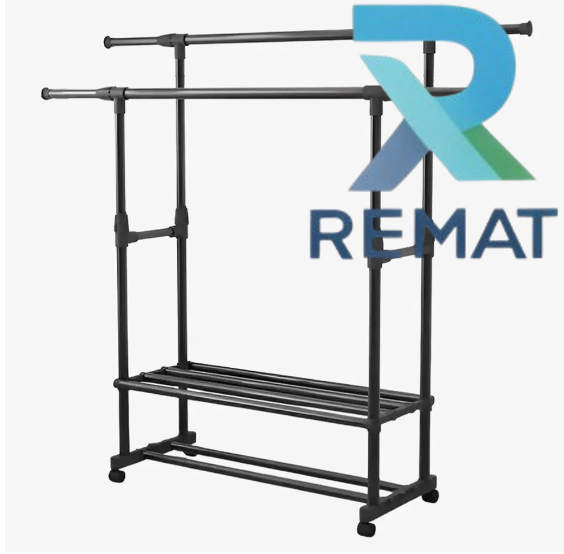 Стойка напольная для одежды черная Double-Pole shoe and hat rack 8903 фото