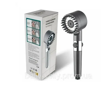 Массажная лейка с вращением 360&deg; Turbocharged shower head, 3 режима, массажные шипы 1237 фото